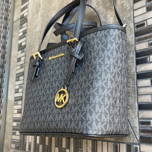 Michael Kors Jet Set Travel XS Carryall Tote Top Zip Tote Black - Picture 13 of 16